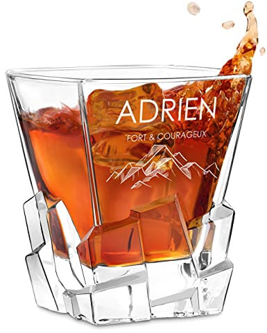 Maverton Verre à Whisky avec Gravure - Cadeau Homme - Cadeau personnalisé pour homme - Verre a Whisky Élégant pour Lui - au Design Unique - Fort