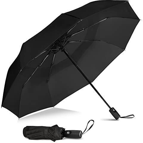 NINEMAX Regenschirm Klein Sturmfest Taschenschirm Automatik Faltbarer,Schirm Reise Kompakt,Doppelt üBerdachung BelüFtet(Schwarz)