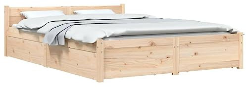vidaXL Bett mit Schubladen Holzbett Massivholzbett Bettrahmen Bettgestell Doppelbett Lattenrost Schlafzimmerbett Schlafzimmermöbel 120x200cm