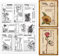 GLOBLELAND Vintage Art Journal Klare Stempel für DIY Scrapbooking Dekor Retro Blumenetikett Text Pflanzen, Blumen Transparente Silikonstempel für die Herstellung von Karten Fotoalbum Dekor