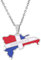 XIANRENGE Dominikanische Republik Vintage Anhänger Karte Halskette Männer Frauen Patriotismus Schmuck Trendige Karte Halskette Mit Kette Paar Halskette Geschenk, Weiß, Kettenlänge 50Cm