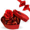 NARAMAKI® Cofanetto Regalo Uomo e Donna - Scatola a Cuore Rossa 16cm + 175gr Caramelle Rossana + Rosa Rossa Artificiale Compleanno-Festa dei nonni (CUORE ROSSO PICCOLO)