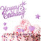 Personalised Happy 3rd Birthday Cake Toppers Birthday Cake Decorations Pink for Baby Girls, Double Sided Glitter Cupcake Topper Cake Topper Kit for Girls 3 Years Birthday Party Cake Décor Supplies