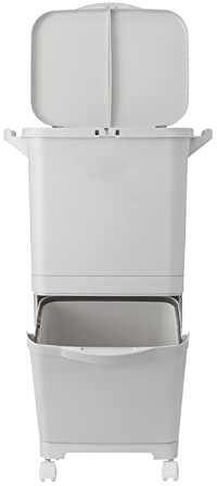 Papeleras automáticas Clasificación de 2 capas Bote de basura con tapa 40l Cocina Plastic Plastic Dustbin Húmeda y seca Reciclaje de reciclaje apilado Clasificación de basura con rueda Cubos de basura