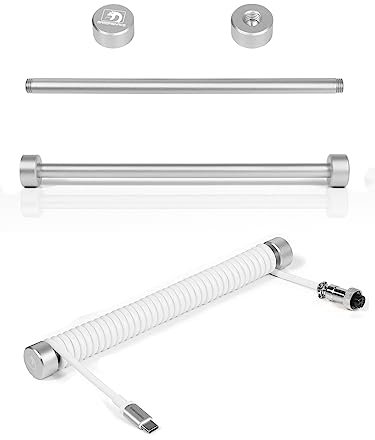 MAMBASNAKE RC01 Custom Fester Stab für Spiral Tastaturkabel – CNC Aluminum Winder für Spiral Kabel, Management-Stange für Mechanisch Tastaturkabel, Metall Gewichtsstange - 7,68 Zoll Länge - Silber