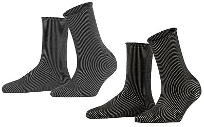 ESPRIT Damen Socken Vertical Stripe 2-Pack Biologische Baumwolle gemustert 2 Paar, Mehrfarbig (Sortiment 0050), 39-42