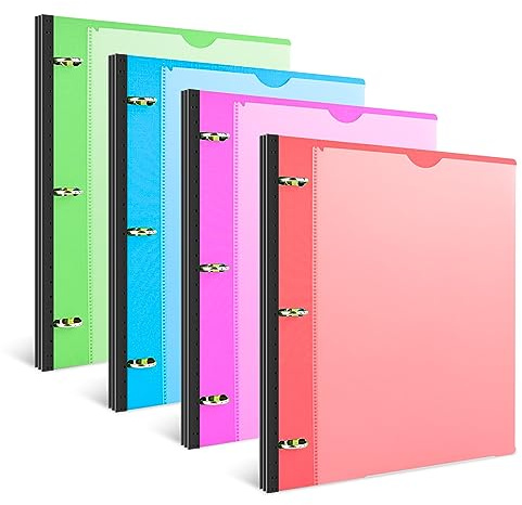 INFUN Teleskop-Ringbuch mit 3 Ringen, flexibel, rund, mit anpassbarem Vorderdeckel und transparenter Katalogtasche, für 21,6 x 27,9 cm Papier