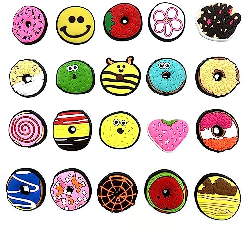 Shoe Charms Pink, Shoe Decoration for Charms, Flower Shoe Charms for Clog, Croc Charms for Teens Man and Women Party Favor Gift (20pcs-doughnut)