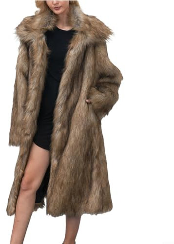 Oniissy Women's Long Suit Collar Overcoat - Winter Warm Faux Coat Jacket