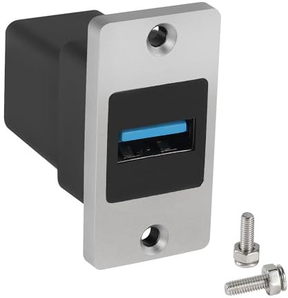 QIANRENON 5Gbps USB3.0 Rechteckig Metall Panel Adapter USB3.0 Buchse auf Buchse Panel Montage Anschluss USB 3.0 Einbau Buchse Daten Modul, 5V/0.5A Laden, Montage am Panel Desktop Wand Boden Stecker