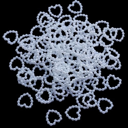 SYSUII 300 Stück Herz Deko Perlenherzen Deko Hochzeitsperlen Perlen Streudeko Scrapbooking Tischdeko Streudeko für DIY-Kleidung Zubehör Verzieren Fotorahmen Hochzeit DIY Basteln Dekorieren -Weiße