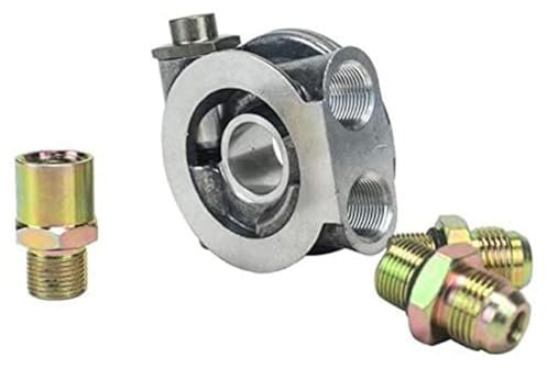 Adaptador de sandwich de filtro de aceite, universal, de aluminio, para motor de motor, termostato y sensor para coche (1 enfriador de aceite+2 AN10+1 x 3/4 pulgadas UNF-16)