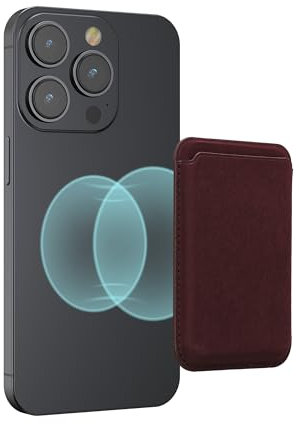 kwmobile Wallet Kartenhalter kompatibel mit Apple iPhone 16/15 / 14/13 / 12 Serie - Magnetische Karten Hülle kompatibel mit MagSafe - Halter mit Stoffbezug - Bordeaux Violett