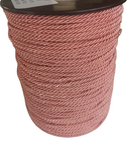 PIZZITALIANI Cordino collane - Cordoncino per braccialetti ROSA ANTICO, Diametro 2mm X 100m, Passamaneria Decorativa, Resistente e Flessibile, Cordone Intrecciato a 3 Capi, Made in Italy