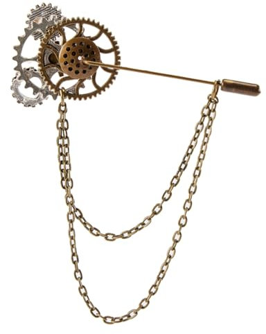 Generic Broche Steampunk Bijoux Style Punk Engrenage Chaîne Aile Broche Badges Col Pin Vêtements Épinglette Accessoires, 7x9cm, Plastique, Pas de gemme