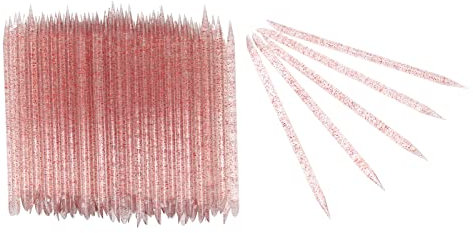 100 empujadores desechables para cutículas de uñas, palillos de uñas de doble extremo, palillos de manicura y pedicura, palillos para cutículas, puntas de uñas para uñas (rojo)