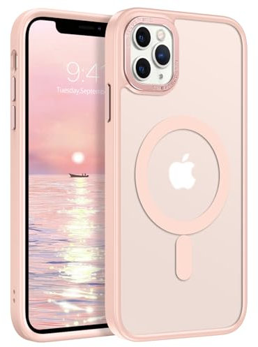 GaoBao für iPhone 11 Pro Max Hülle, Handyhülle iPhone 11 Pro Max [Kompatibel mit MagSafe] Durchscheinende Matte Magnetische Stoßfeste Anti-Fingerabdruck Hülle für iPhone 11 Pro Max 6.5 Case, Rosa