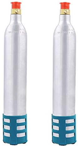 iFutniew Cilindro de CO2 reutilizable de repuesto para máquinas de soda, 2 unidades, 0,6 L, color azul y plateado