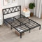 MOFLUT Double Bed Frame with Headboard, Heavy Duty Metal Bed Frame Under Bed Storage, Easy Assembly, Double Black