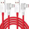 Jelanry Right Angle 2-Pcs 6FT USB A to C Cable for OnePlus 80W 67W 65W for SUPERVOOC, USB Type C Cable Dash Charging Cable Rapid Data Syncing Fast Charger for OnePlus Open 13 12 11 10 8 Pro 7 6 5T Red