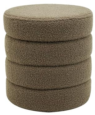 Rebecca Mobili Hocker mit Stauraum, Gepolsterter Runder Hocker, Polyesterstoff MDF, Robust, mit Deckel, für Wohnzimmer - Maße HxBxT: 40 x 37 x 37 cm - Art. RE7049