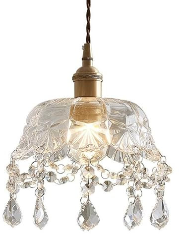 WSDBP Lámpara colgante nórdica simple de un solo cabezal de latón con base E27 de vidrio con luz colgante ajustable, lámpara colgante nórdica de pétalos for pasillo de comedor, isla de cocina, lámpara