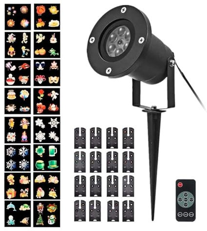 Projecteur Noel Exterieur, Projecteur de flocons de neige de noël, lumières imperméables, 16 cartes de Film, Projection de lumière féerique, décor d'halloween, noël et nouvel an ,Halloween, Noël.