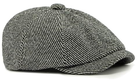 Dalababa Schirmmütze Herren, Einstellbar Schiebermütze, Fischgräten Tellermütze Tweed Flatcap Newsboy Bakerboy Baskenmütze Gatsby Cap 55-59cm, Grau