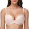 Deyllo Women’s Push Up T Shirt Bras Deep V Add One Cup Full Coverage Lightly Padded Bra Seamless Underwire(Light Pink,36F)