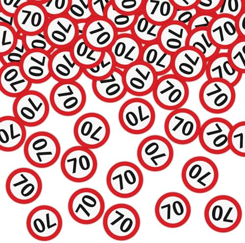 WenmthG 200 Stk Konfetti 70 Geburtstag Deko Verkehreszeichen - Streudeko 70 Geburtstag für Tischdeko Geschenk usw. - Deko 70. Jahre Frauen Männer - 70 Geburtstagsgeschenk Deko