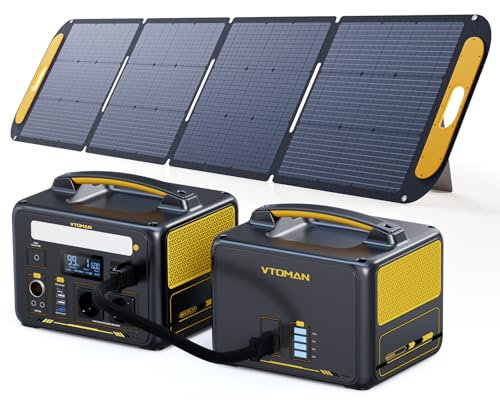 VTOMAN 939Wh Station électrique Portable avec Batterie Supplémentaire & 220W Panneau Solaire - Jusqu'à 1200W Générateur d'énergie Solaire pour Maison, Jardin, Camping, Voyage, Urgences