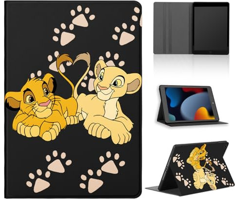 nurkorki Cartoon Funda Tablet para Huawei MatePad T10S 10,1 AGS3-L09/AGS3-W09,Suave TPU Negro Silicona Cute Anime Lion León Patrón Diseño Cárcasa mit Stand Función Protectora Cover,Pattern