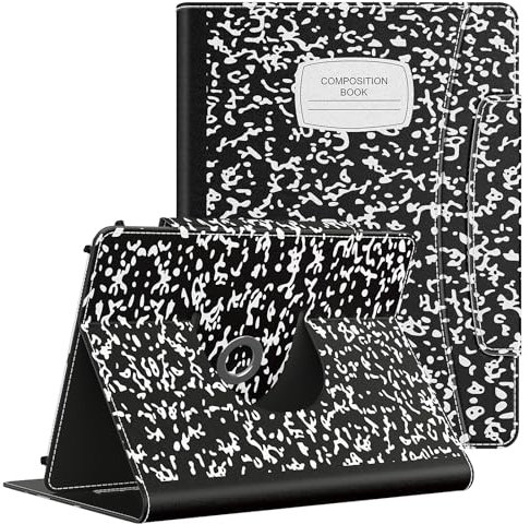 MoKo Housse pour Tablette Android de 10” avec Fermeture Magnétique, Housse Protectrice Fine Rotative 360 Degrés avec Support Multi-Angles et Poche Avant pour toutes les Tablettes de 9-11”, Carnet Noir