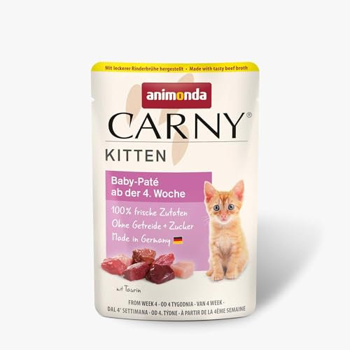 animonda Carny Katzen Nassfutter Kitten Baby-Paté (12 x 85g), Kitten getreidefreies Katzennassfutter ohne Zucker für wachsende Kätzchen bis 1 Jahr