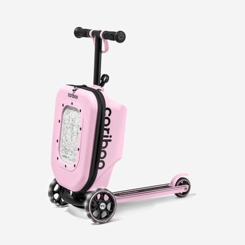 Cariboo Roller Kinder Scooter mit Koffer Mit 3 Rädern Ab 2 Jahren 2in1 Dreirad Klappbar Höhenverstellbar Bis 50 kg Handgepäck iTravel Rosa