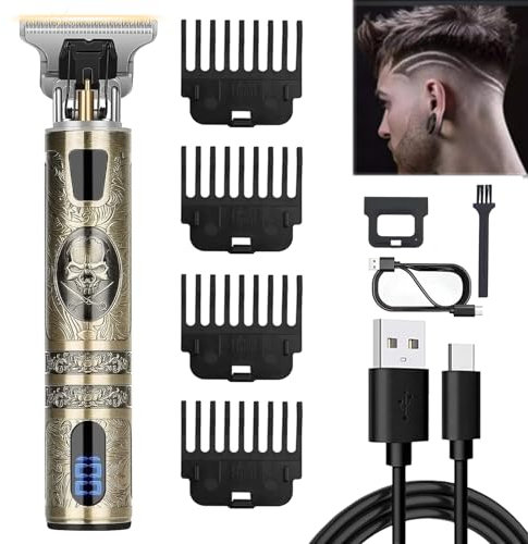 XkuiHF Hair Clipper Haarschneidemaschine, Haartrimmer für Männer – Professioneller Barttrimmer mit LED-Display, 4 Aufsätzen (1.5-4mm), wasserdicht, kabellos für präzise Konturen & Rasur