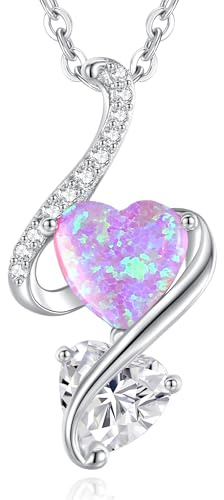 LOUISA SECRET Opal Halskette Unendlichkeits-Doppelherz Halskette 925 Silber | 925 Sterling Silber Kette Damen Brithday Schmuck Geschenk Valentinstag Weihnachtstag Geschenk für Sie Frauen Freundin mama