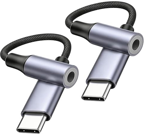 USB C auf Klinke Adapter 2er Pack, USB C auf 3.5mm Kopfhörer Adapter USBC auf Klinke AUX-Audiokabel kompatibel mit iPhone 17 Pro Max/Air/16/15 Plus,iPad Pro,Samsung Galaxy S25 S24 S23 Serie,Pixel 9/8
