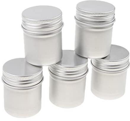 Fhtdhm 50 Ml Silberne Aluminium Aufbewahrungsdosen für Lippenbalsam mit Schraubverschluss für Kosmetik, Kerzen, Wachs (5er Pack)