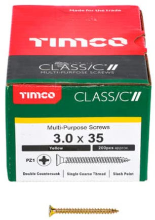 TIMCO Classic Multi-Purpose Screws - PZ - Double Countersunk - 3.0 x 35 - Gold - Box of 200