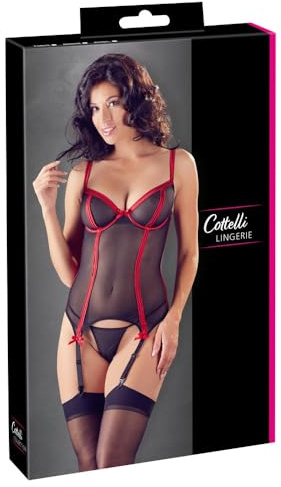 Cottelli Collection Lingerie Strapshemd-Set - 2-teiliges Dessous-Set für Frauen schwarz/rot 203 g S