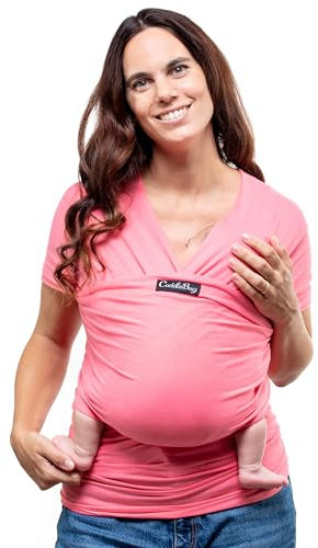 CuddleBug Tragetuch Baby Neugeborene - Elastisches Babytrage Neugeborene ab Geburt & Kleinkinder bis 16Kg - Einfach zu binden (Rosa/Pink)
