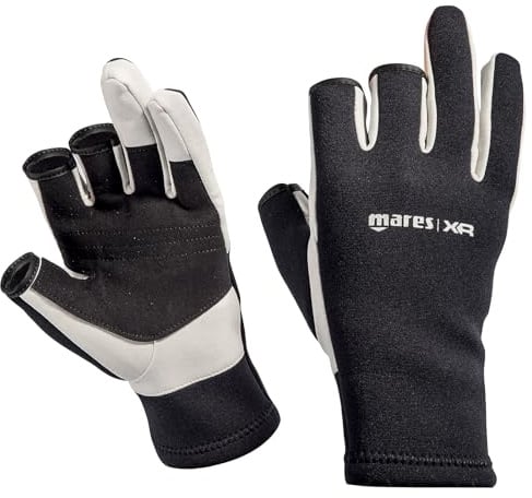 Mares Unisex Tek 2MM Amara Scuba Technical Diving Neoprene Gloves with 3 Uncovered Fingers, XS