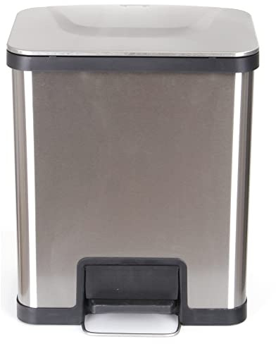 Kitchen Move BAT-42LU SS Poubelle à pédale 42L haut de gamme Garantie 2 ans, Inoxydable, Acier Brossé, 42x28x51,8 cm