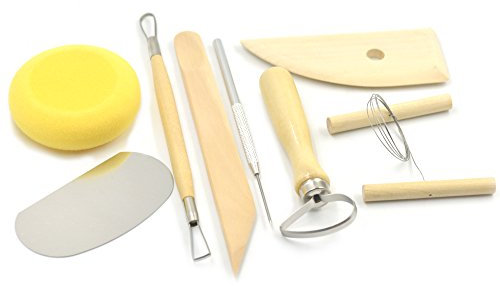 Fujiyuan 1 Set Keramik-Modelliermasse aus Ton, Wachs, Skulptur, Buchsbaum-Schwamm, Werkzeug, Nadel, Skulptur