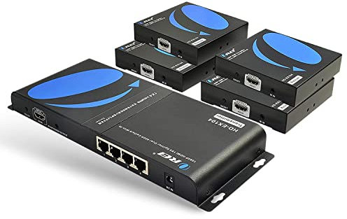 OREI 1x4 HDMI Extender Splitter Over Single Cable CAT6/7 1080P With IR Remote EDID Management - Up to 400 Ft - Loop Out - Low Latency Black