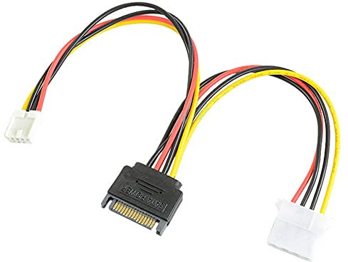 Aukson Q79 Molex auf SATA Stromkabel – 15pin Stecker auf 4pin Molex IDE & 4pin Floppy Buchse Adapter Kabel, 18cm
