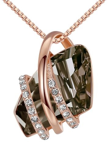 Leafael Wunschstein Halskette Damen, Halsketten für Frauen mit Geburtsstein Kristalle, Schmuck für Frauen mit Geschenk-Box, Allergie-frei Geburtsstein kette damen, Anhänger Silber-Ton oder Rose Gold