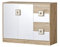 Mirjan24 Kommode Nicola NA08, Griffe Farbauswahl, 4 Schubladen, 2 Türen, Highboard, Sideboard, Mehrzweckschrank für Jugendzimmer (Eiche Hell/Weiß + Eiche Hell)
