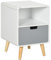 HOMCOM Table de Nuit Table de Chevet scandinave 40L x 38l x 58H cm tiroir + Niche en Bois Blanc Bleu Gris